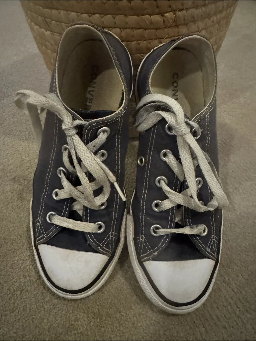 Converse Kids Low Top Sneakers - Navy with White Toe